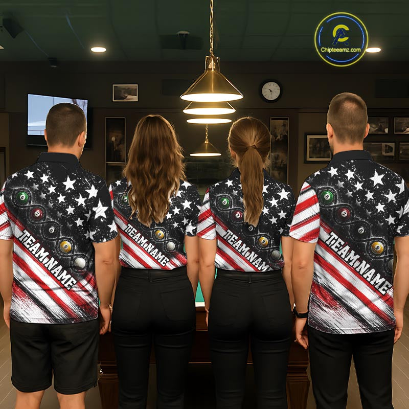 Custom Billiard Ball Is In My Dna Pool Shirt For Women US Flag Patriot Billiard Team Uniform | Red NYN4151