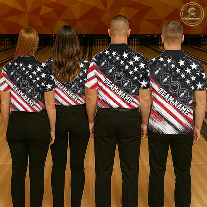 Custom Bowling Is In My Dna Bowling Shirt For Women US Flag Patriot Bowling Team Uniform | Red NYN4152