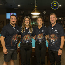 Load image into Gallery viewer, Men women billiard team wearing Funny Tiger 8 Ball custom pool uniforms, personalized 8 ball team jerseys