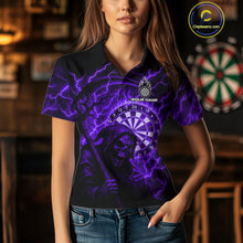 Load image into Gallery viewer, Custom Lightning Purple Grim Reaper Women Dart Polo Shirt Flames Dart Tournament Jersey NYN1447