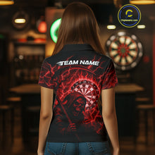 Load image into Gallery viewer, Custom Lightning Red Grim Reaper Women Dart Polo Shirt Flames Dart Tournament Jersey NYN1448
