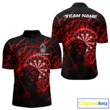 Load image into Gallery viewer, Custom Lightning Red Grim Reaper Men Dart 1/4-Zip Shirt Flames Dart Tournament Jersey NYN1448