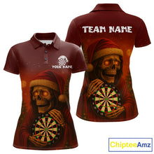 Load image into Gallery viewer, Custom Grim Reaper Dartboard Christmas Dart Polo Shirt For Women Xmas Dart Outfit Jersey NYN1451