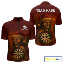 Load image into Gallery viewer, Custom Grim Reaper Dartboard Christmas Dart 1/4-Zip Shirt For Men Xmas Dart Outfit Jersey NYN1451