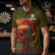 Load image into Gallery viewer, Custom Santa Skull Dartboard Christmas Dart Polo Shirt For Men Xmas Tree Dart Team Jersey NYN1454