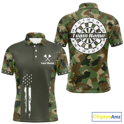 Custom Military Army Camouflage Darts Polo 1/4-Zip Shirt For Men US Flag Darts Team Jersey NYN4545