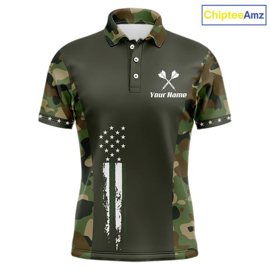Custom Military Army Camouflage Darts Polo 1/4-Zip Shirt For Men US Flag Darts Team Jersey NYN4545