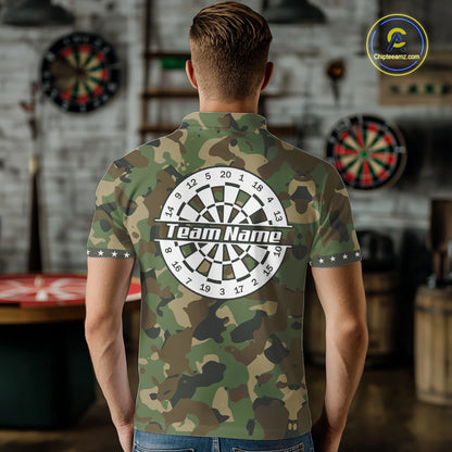 Custom Military Army Camouflage Darts Polo 1/4-Zip Shirt For Men US Flag Darts Team Jersey NYN4545