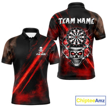 Load image into Gallery viewer, Custom Silver Skull Dartboard Lightning Red Dart Men Polo Jerseys Outfits Dart Shirt NYN1710