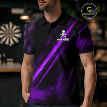 Load image into Gallery viewer, Custom Silver Skull Dartboard Lightning Purple Dart Women Polo Jerseys Outfits Dart Shirt NYN1711