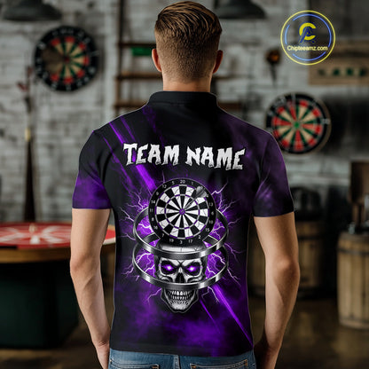 Custom Silver Skull Dartboard Lightning Purple Dart Women Polo Jerseys Outfits Dart Shirt NYN1711