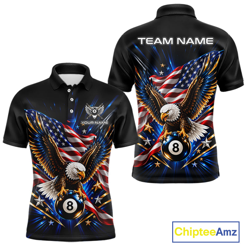 Patriotic Eagle 8 Ball Billiard Pool Shirt For Men Custom American Flag Billiard Team Jersey NYN4905