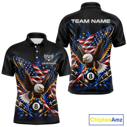 Patriotic Eagle 8 Ball Billiard Pool Shirt For Men Custom American Flag Billiard Team Jersey NYN4905