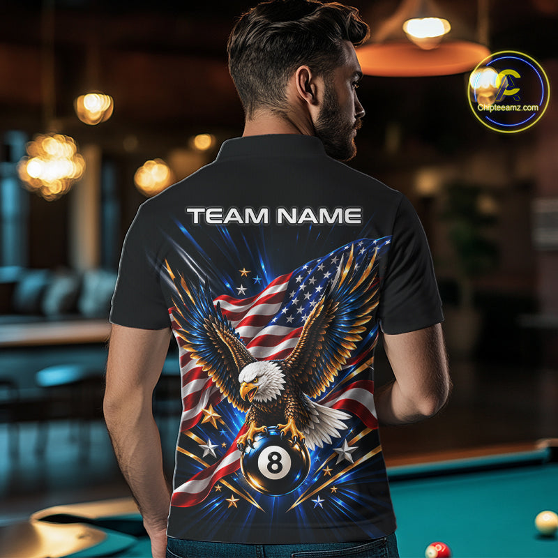 Patriotic Eagle 8 Ball Billiard Pool Shirt For Men Custom American Flag Billiard Team Jersey NYN4905