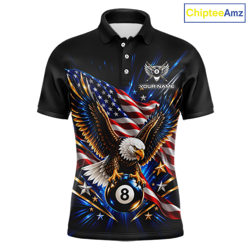 Patriotic Eagle 8 Ball Billiard Pool Shirt For Men Custom American Flag Billiard Team Jersey NYN4905