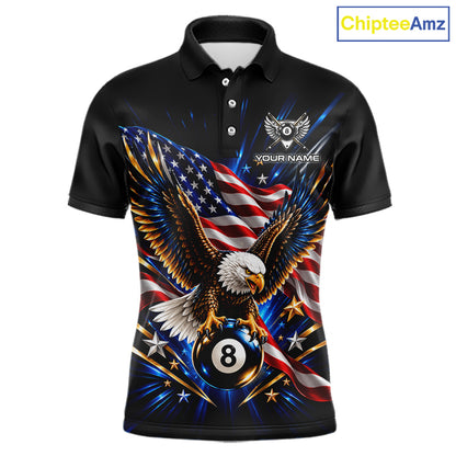 Patriotic Eagle 8 Ball Billiard Pool Shirt For Men Custom American Flag Billiard Team Jersey NYN4905