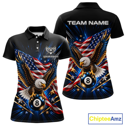 Patriotic Eagle 8 Ball Billiard Pool Shirt For Women Custom American Flag Billiard Team Jersey NYN4905