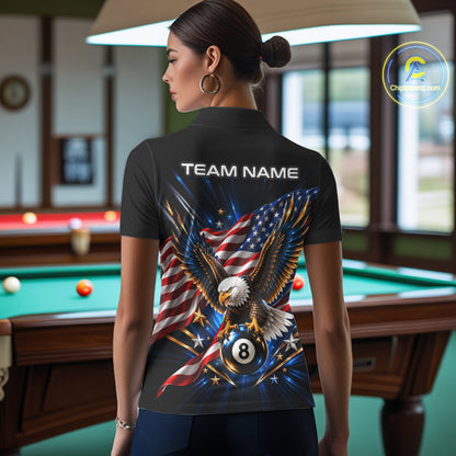 Patriotic Eagle 8 Ball Billiard Pool Shirt For Women Custom American Flag Billiard Team Jersey NYN4905