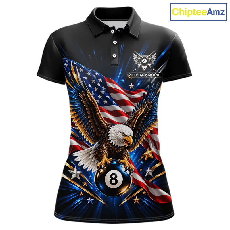 Patriotic Eagle 8 Ball Billiard Pool Shirt For Women Custom American Flag Billiard Team Jersey NYN4905
