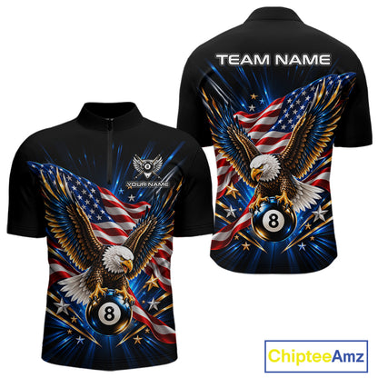 Patriotic Eagle 8 Ball Billiard Pool Shirt For Men Custom American Flag Billiard Team Jersey NYN4905