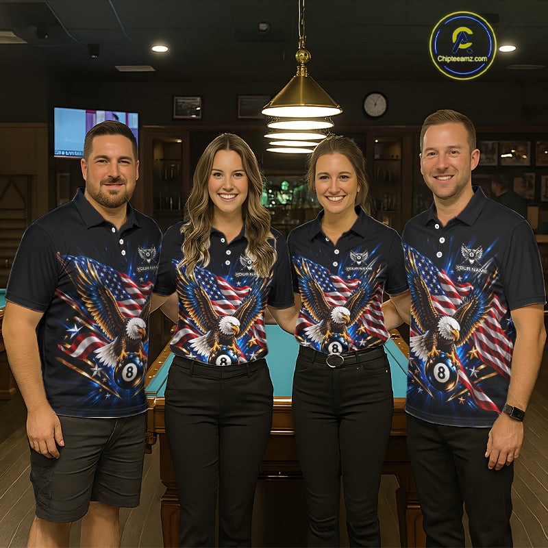 Patriotic Eagle 8 Ball Billiard Pool Shirt For Women Custom American Flag Billiard Team Jersey NYN4905