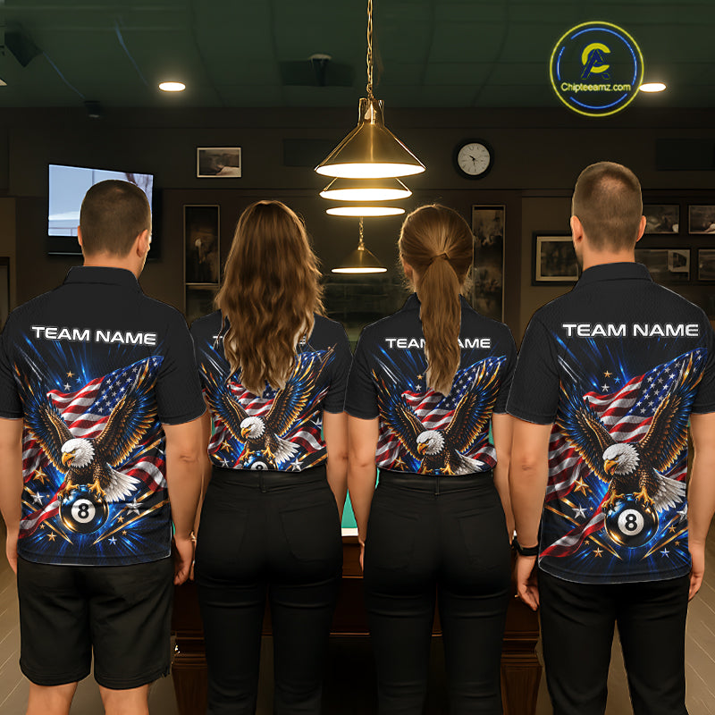Patriotic Eagle 8 Ball Billiard Pool Shirt For Women Custom American Flag Billiard Team Jersey NYN4905