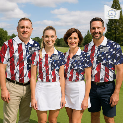 Broken Glass American Flag Golf Polo Shirt For Men Custom Patriotic Golf Top Golf Tournament Shirt NYN4926