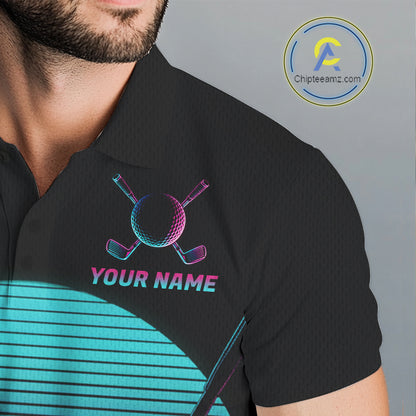Personalized Cyberpunk Neon Men Golf Polo Shirt Custom Retro 80S Sunset Golfer Team Apparel NYN4928