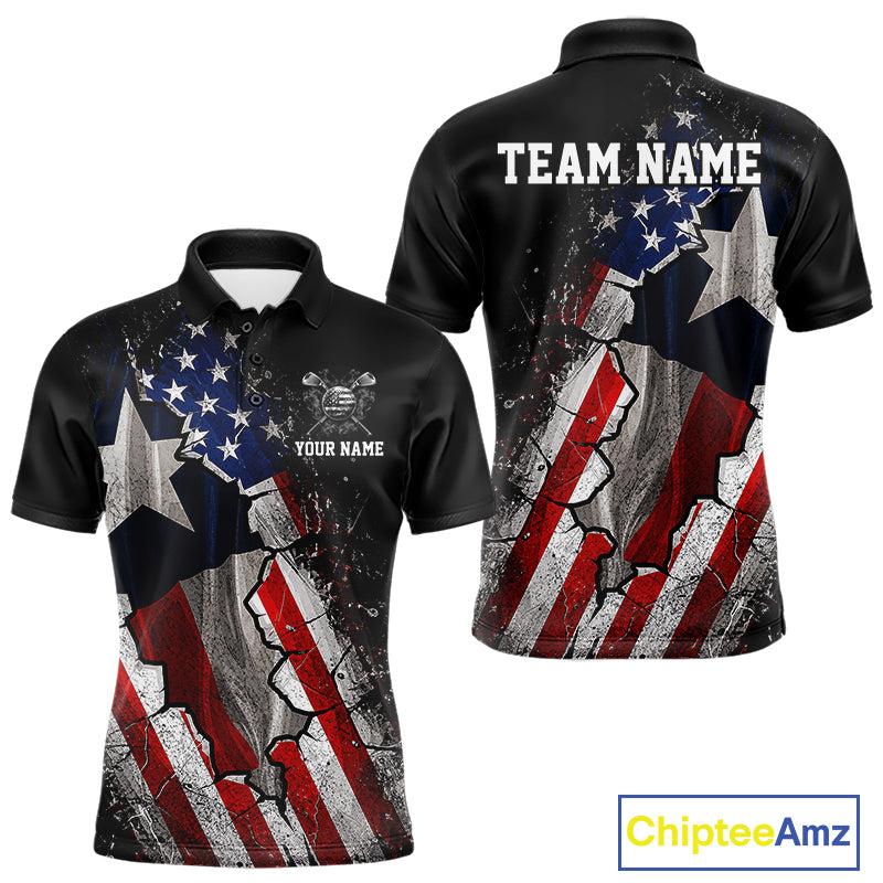 Texas Flag Grunge Golf Polo Shirt For Men Custom US Flag Patriotic Golf Tournament Shirts  NYN4931
