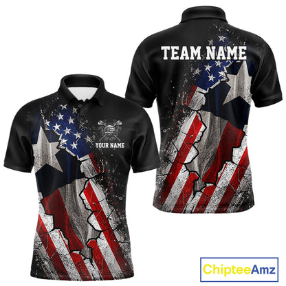 Texas Flag Grunge Golf Polo Shirt For Men Custom US Flag Patriotic Golf Tournament Shirts  NYN4931