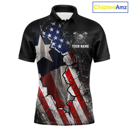 Texas Flag Grunge Golf Polo Shirt For Men Custom US Flag Patriotic Golf Tournament Shirts  NYN4931
