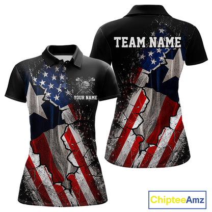 Texas Flag Grunge Golf Polo Shirt For Women Custom US Flag Patriotic Golf Tournament Shirts NYN4931