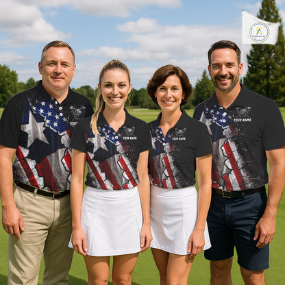 Texas Flag Grunge Golf Polo Shirt For Men Custom US Flag Patriotic Golf Tournament Shirts  NYN4931