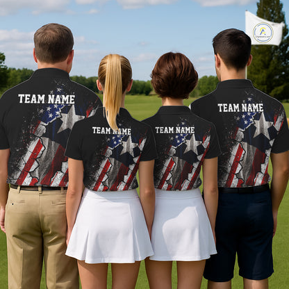 Texas Flag Grunge Golf Polo Shirt For Men Custom US Flag Patriotic Golf Tournament Shirts  NYN4931
