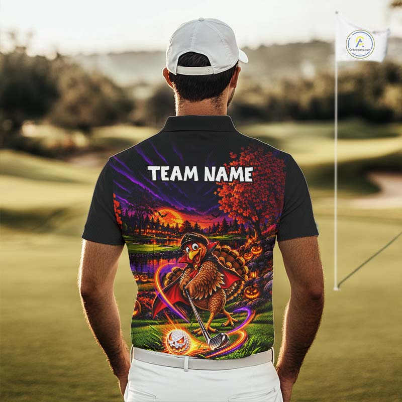 Custom Funny Turkey Golf Polo Shirt For Men Golf Courses Thanksgiving Golf Team Golf Jersey NYN4935