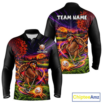 Custom Funny Turkey Golf Polo Shirt For Men Golf Courses Thanksgiving Golf Team Golf Jersey NYN4935