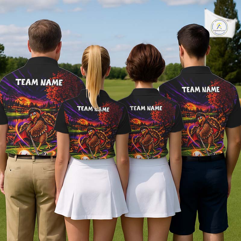 Custom Funny Turkey Golf Polo Shirt For Men Golf Courses Thanksgiving Golf Team Golf Jersey NYN4935