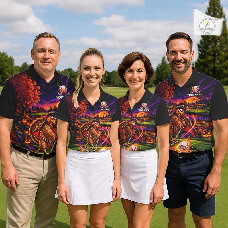 Custom Funny Turkey Golf Polo Shirt For Men Golf Courses Thanksgiving Golf Team Golf Jersey NYN4935
