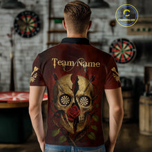 Load image into Gallery viewer, Custom Red Roses Cracked Skull Halloween Dart Polo Shirt For Men Grunge Dart Team Jersey NYN1475