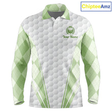 Load image into Gallery viewer, Mens Golf Polo Shirt Argyle Pattern Golf Shirts For Mens Green Argyle And White Golf Ball Gifts NYN2906