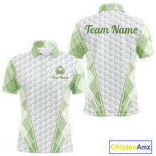 Load image into Gallery viewer, Mens Golf Polo Shirt Argyle Pattern Golf Shirts For Mens Green Argyle And White Golf Ball Gifts NYN2906