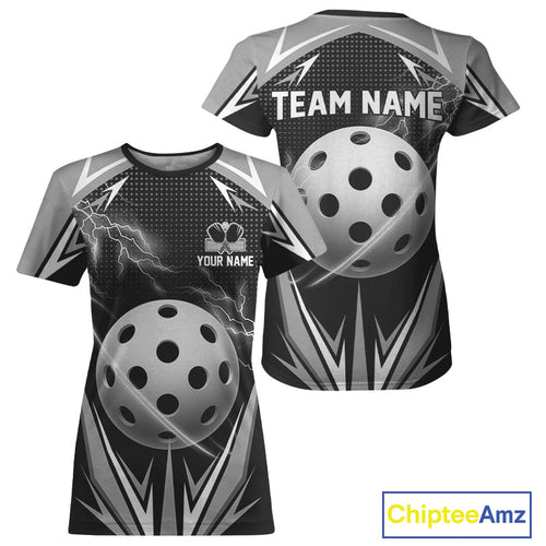 Custom White Thunder Lightning Pickleball Ball T-Shirt For Women Pickleball Team Jersey NYN1481