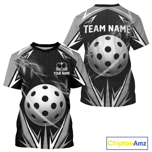 Custom White Thunder Lightning Pickleball Ball T-Shirt For Men Pickleball Team Jersey NYN1481