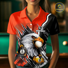 Load image into Gallery viewer, Black And Orange Claws 8 Ball &amp; 9 Ball Women Polo Shirts Custom Eagle Billiard Team Apparel NYN3296