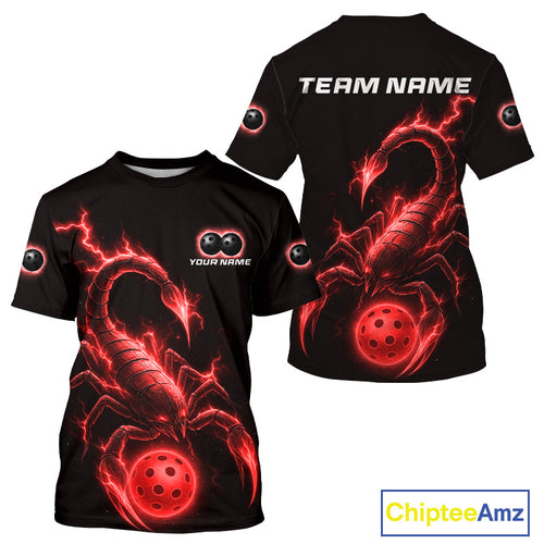 Custom Lightning Red Ball Scorpion Pickleball T-Shirt For Men Outfits Pickleball Jersey NYN1492