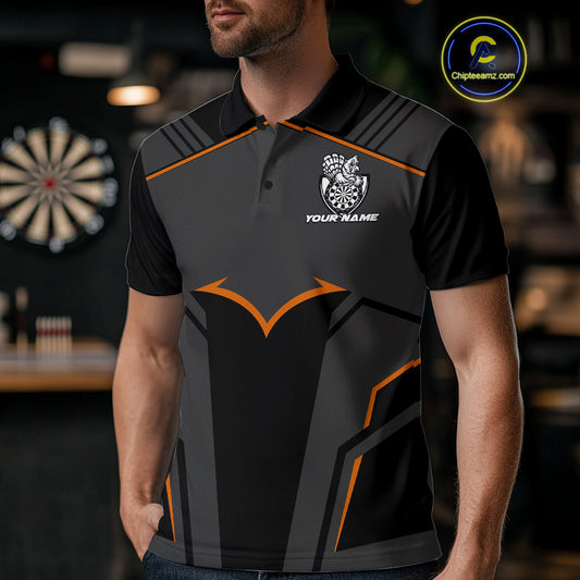 Custom Orange Turkey Autumn Funny Dart Polo Shirt For Men Thanksgiving Dart Team Jersey NYN1498