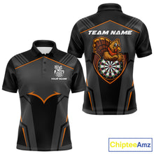 Load image into Gallery viewer, Custom Orange Turkey Autumn Funny Dart Polo Shirt For Men Thanksgiving Dart Team Jersey NYN1498
