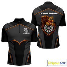 Load image into Gallery viewer, Custom Orange Turkey Autumn Funny Dart 1/4-Zip Shirt For Men Thanksgiving Dart Team Jersey NYN1498