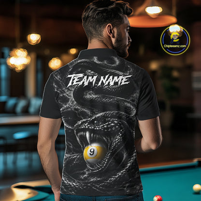Grey Smokes Cobra Billiard Pool Jersey Polo & 1/4-Zip Custom Cobra 9 Ball Billiard Shirt For Men NYN4603