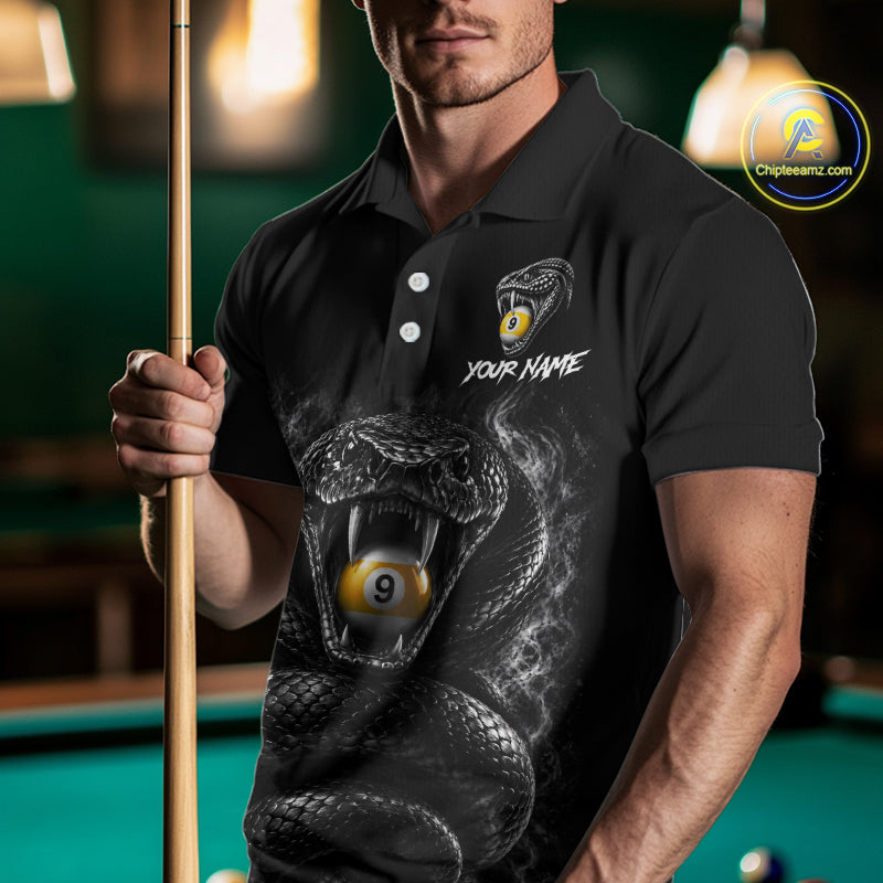 Grey Smokes Cobra Billiard Pool Jersey Polo & 1/4-Zip Custom Cobra 9 Ball Billiard Shirt For Men NYN4603